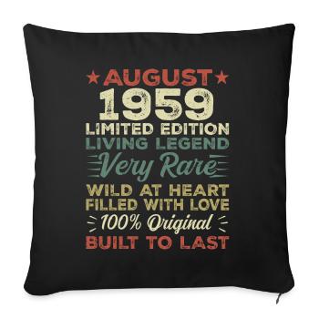 Août 1959 - Idée cadeau pour août 1959 - 1959 - Housse de coussin décorative 45 x 45 cm - noir - Devant