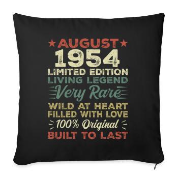 August 1954 - Gift Idea for August 1954 - 1954 - Sofa pillowcase 17,3'' x 17,3'' (45 x 45 cm) - black - Front