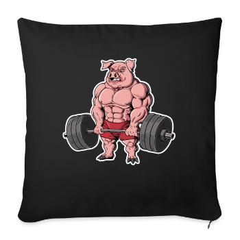 Schwein Gewichtheben Fitness-Studio - Sofakissenbezug 45 x 45 cm - Schwarz - Vorne