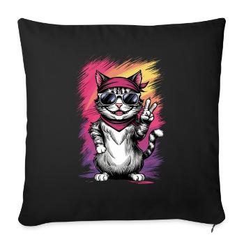Streetstyle Katze Graffiti Kunst Streetart - Sofakissenbezug 45 x 45 cm - Schwarz - Vorne