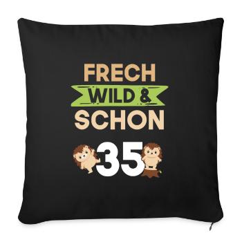 Geschenk 35 Jahre Geburtstag Igel - Sofakissenbezug 45 x 45 cm - Schwarz - Vorne