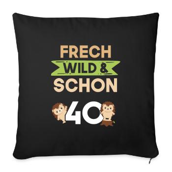 Geschenk 40 Jahre Geburtstag Igel - Sofakissenbezug 45 x 45 cm - Schwarz - Vorne