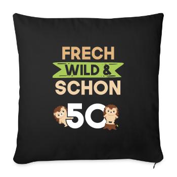 Geschenk 50 Jahre Geburtstag Igel - Sofakissenbezug 45 x 45 cm - Schwarz - Vorne