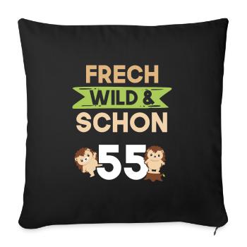 Geschenk 55 Jahre Geburtstag Igel - Sofakissenbezug 45 x 45 cm - Schwarz - Vorne