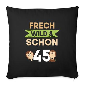 Geschenk 45 Jahre Geburtstag Igel - Sofakissenbezug 45 x 45 cm - Schwarz - Vorne