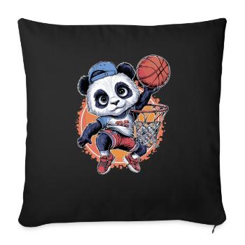 Cooler Basketball-Panda beim Slam Dunk - Sofakissenbezug 45 x 45 cm - Schwarz - Vorne