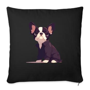 Niedliche Bulldogge Mops Hund - Sofakissenbezug 45 x 45 cm - Schwarz - Vorne
