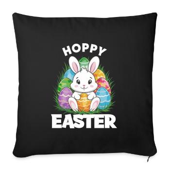 Frohe Ostern Hase Osterei Hoppy Easter - Sofakissenbezug 45 x 45 cm - Schwarz - Vorne