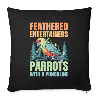 Feathered Entertainers Parrots - Sofakissenbezug 45 x 45 cm - Schwarz - Vorne
