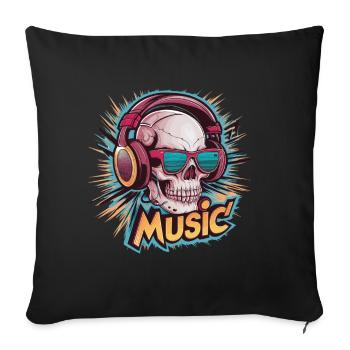 Coole Kopfhörer Musikliebhaber - Sofakissenbezug 45 x 45 cm - Schwarz - Vorne