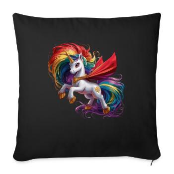Lustiges Einhorn als Held für einen Superheld - Sofakissenbezug 45 x 45 cm - Schwarz - Vorne