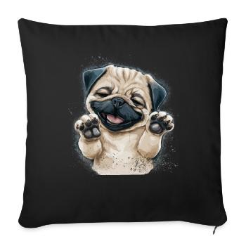 Super Cute Niedliche Bulldogge Mops Hund Schleckt - Sofakissenbezug 45 x 45 cm - Schwarz - Vorne