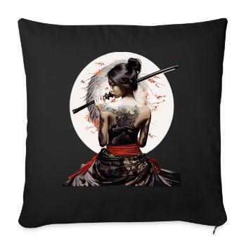 Japan Tradition Japanisch Kultur Frau - Sofakissenbezug 45 x 45 cm - Schwarz - Vorne