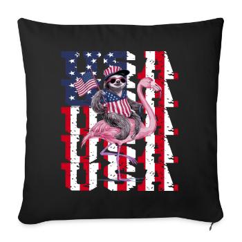 Faultier Flamingo American Pride Patriotic USA - Sofakissenbezug 45 x 45 cm - Schwarz - Vorne