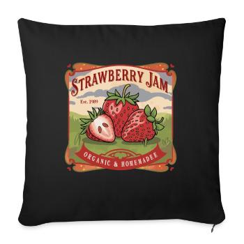 Vintage-Erdbeerkonfitüre Erdbeere Erdbeeren - Sofakissenbezug 45 x 45 cm - Schwarz - Vorne