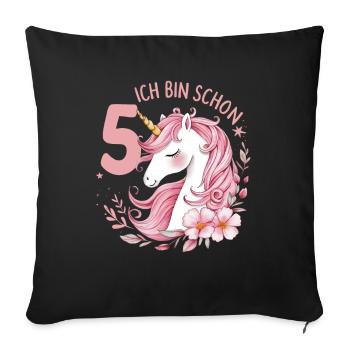 5th Birthday Girl 5 Years Horse Horses Unicorn - Sofa pillowcase 17,3'' x 17,3'' (45 x 45 cm) - black - Front