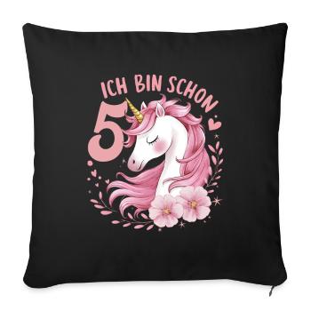 5th Birthday Girl 5 Years Horse Horses Unicorn - Sofa pillowcase 17,3'' x 17,3'' (45 x 45 cm) - black - Front