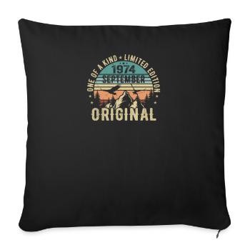 Septembre 1974 Anniversaire - Légende depuis septembre - Housse de coussin décorative 45 x 45 cm - noir - Devant