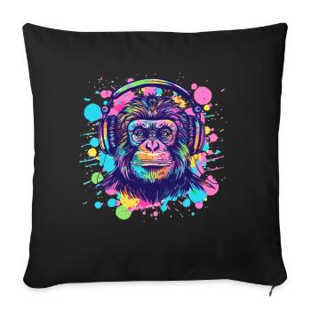 Singe avec casque Décoration femme Cadeau pour homme - Housse de coussin décorative 45 x 45 cm - noir - Devant