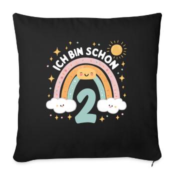 2nd Birthday Shirt Rainbow Cloud - Sofa pillowcase 17,3'' x 17,3'' (45 x 45 cm) - black - Front