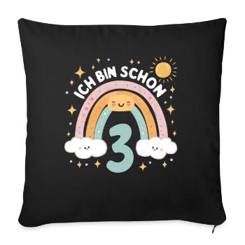 3rd Birthday Shirt Rainbow Cloud - Sofa pillowcase 17,3'' x 17,3'' (45 x 45 cm) - black - Front