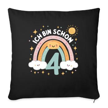 4th Birthday Shirt Rainbow Cloud - Sofa pillowcase 17,3'' x 17,3'' (45 x 45 cm) - black - Front