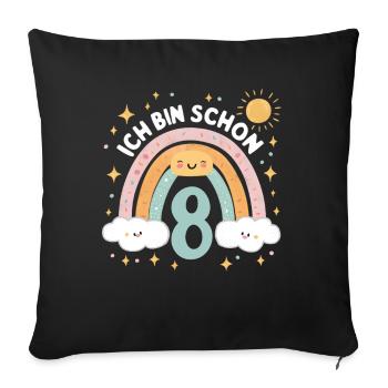 Chemise 8ème anniversaire Nuage Arc-en-ciel - Housse de coussin décorative 45 x 45 cm - noir - Devant