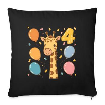 4th Birthday Giraffe Children's Birthday Party - Sofa pillowcase 17,3'' x 17,3'' (45 x 45 cm) - black - Front