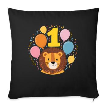 1er anniversaire Leo Fête d’anniversaire des enfants - Housse de coussin décorative 45 x 45 cm - noir - Devant