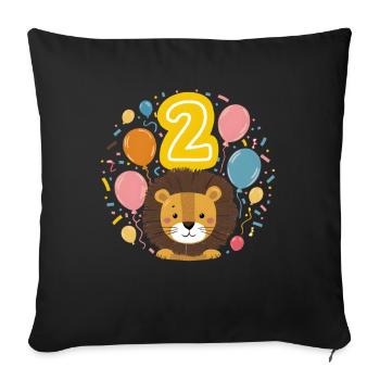 2ème anniversaire Leo Fête d’anniversaire des enfants - Housse de coussin décorative 45 x 45 cm - noir - Devant