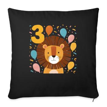 3ème anniversaire Leo Kids Anniversaire - Housse de coussin décorative 45 x 45 cm - noir - Devant