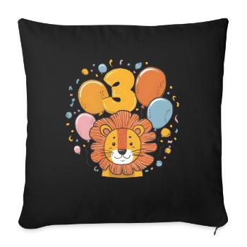 3ème anniversaire Leo Kids Anniversaire - Housse de coussin décorative 45 x 45 cm - noir - Devant