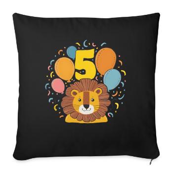 5ème anniversaire Leo Fête d’anniversaire des enfants - Housse de coussin décorative 45 x 45 cm - noir - Devant