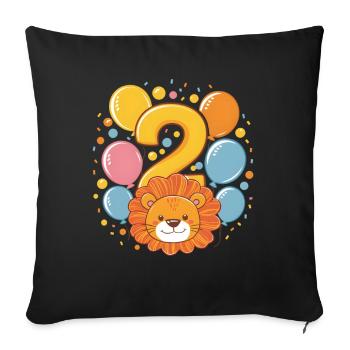 2ème anniversaire Leo Fête d’anniversaire des enfants - Housse de coussin décorative 45 x 45 cm - noir - Devant