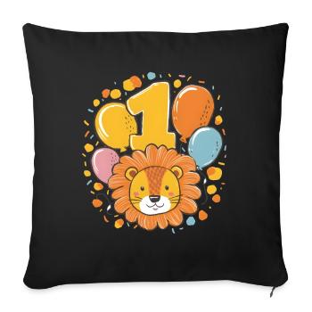 1er anniversaire Leo Fête d’anniversaire des enfants - Housse de coussin décorative 45 x 45 cm - noir - Devant