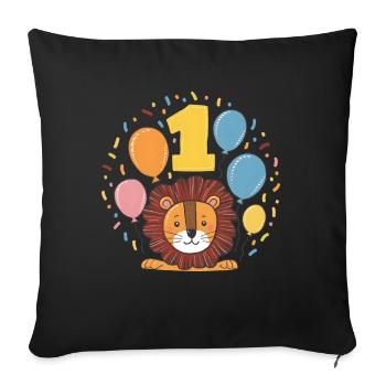 1er anniversaire Leo Fête d’anniversaire des enfants - Housse de coussin décorative 45 x 45 cm - noir - Devant