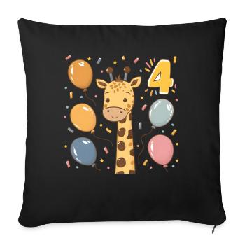 4th Birthday Giraffe Children's Birthday Party - Sofa pillowcase 17,3'' x 17,3'' (45 x 45 cm) - black - Front