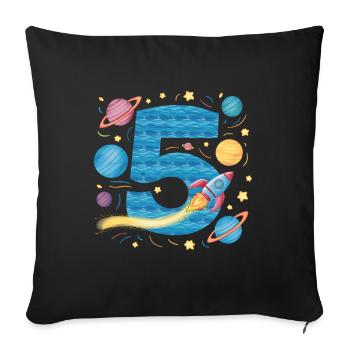 5th Birthday Boys 5 Years Planet Birthday - Sofa pillowcase 17,3'' x 17,3'' (45 x 45 cm) - black - Front