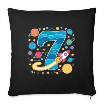 7th Birthday Boys 7 Years Planet Birthday - Sofa pillowcase 17,3'' x 17,3'' (45 x 45 cm) - black - Front