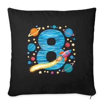 8th Birthday Boys 8 Years Planet Birthday - Sofa pillowcase 17,3'' x 17,3'' (45 x 45 cm) - black - Front