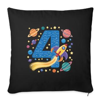 4th Birthday Boys 4 Years Planet Birthday - Sofa pillowcase 17,3'' x 17,3'' (45 x 45 cm) - black - Front