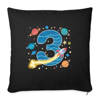 3rd Birthday Boys 3 Years Planet Birthday - Sofa pillowcase 17,3'' x 17,3'' (45 x 45 cm) - black - Front