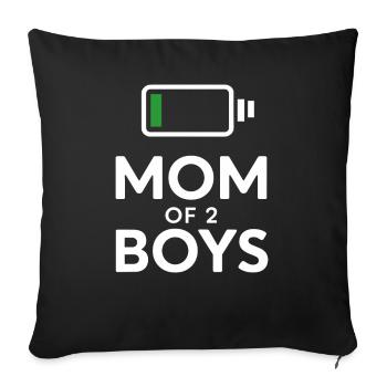 Drôle batterie faible charge Maman de 2 garçons - Housse de coussin décorative 45 x 45 cm - noir - Devant