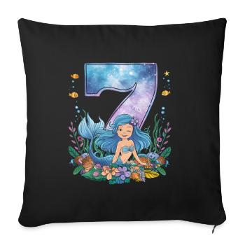 7th Birthday Girl 7 Years Mermaid Party - Sofa pillowcase 17,3'' x 17,3'' (45 x 45 cm) - black - Front