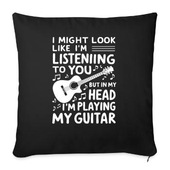 Funny Music Guitar Player Quote - Sofa pillowcase 17,3'' x 17,3'' (45 x 45 cm) - black - Front