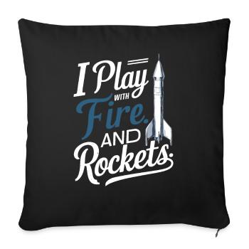 Modèles réduits de fusées amusantes - Housse de coussin décorative 45 x 45 cm - noir - Devant