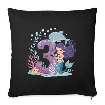 3rd Birthday Girl 3 Years Mermaid Party - Sofa pillowcase 17,3'' x 17,3'' (45 x 45 cm) - black - Front