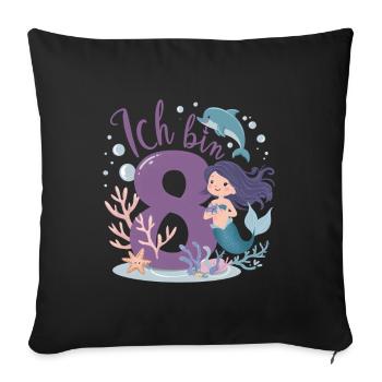 8th Birthday Girl 8 Years Mermaid Party - Sofa pillowcase 17,3'' x 17,3'' (45 x 45 cm) - black - Front