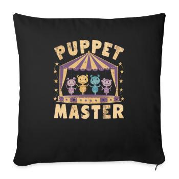 Rétro marionnettiste maître cirque sur le thème - Housse de coussin décorative 45 x 45 cm - noir - Devant
