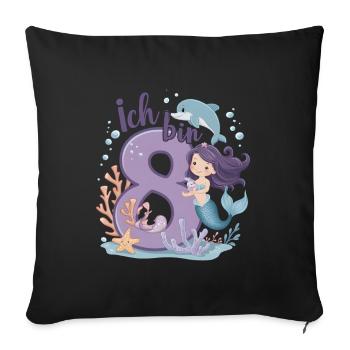 8th Birthday Girl 8 Years Mermaid Party - Sofa pillowcase 17,3'' x 17,3'' (45 x 45 cm) - black - Front